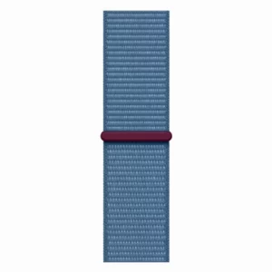 Apple Watch Series 9, 41 мм, корпус из алюминия серебристого цвета, нейлоновый ремешок цвета «ледяной синий»