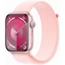 Apple Watch Series 9, 41 мм, корпус из алюминия розового цвета, нейлоновый ремешок нежно-розового цвета