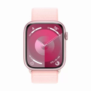 Apple Watch Series 9, 41 мм, корпус из алюминия розового цвета, нейлоновый ремешок нежно-розового цвета