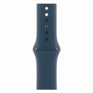 Apple Watch Series 9, 41 мм, корпус из алюминия серебристого цвета, спортивный ремешок цвета «грозовой синий», размер M/L