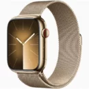 Apple Watch Series 9, 41 мм, стальные золотого цвета, миланский сетчатый браслет